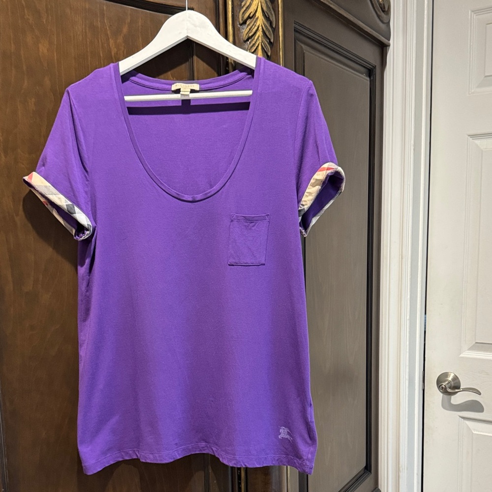 Burberry Purple Short Sleeve Tee with Pocket size l